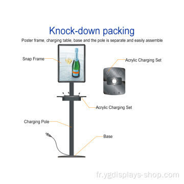 Station de recharge pour téléphone portable avec cadre d&#39;affiche double face